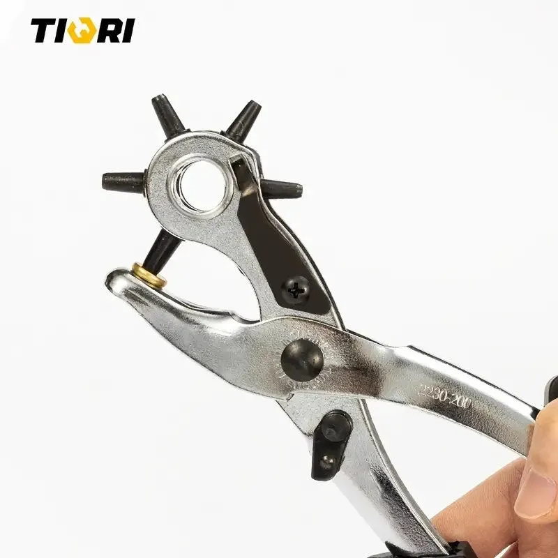 1pc TIQRI Multi-Functional Standard Punch | 6 Round Hole Sizes| Rotary Round Hole Leather Punch Tool For Belts Watch Bands | Handbag Straps