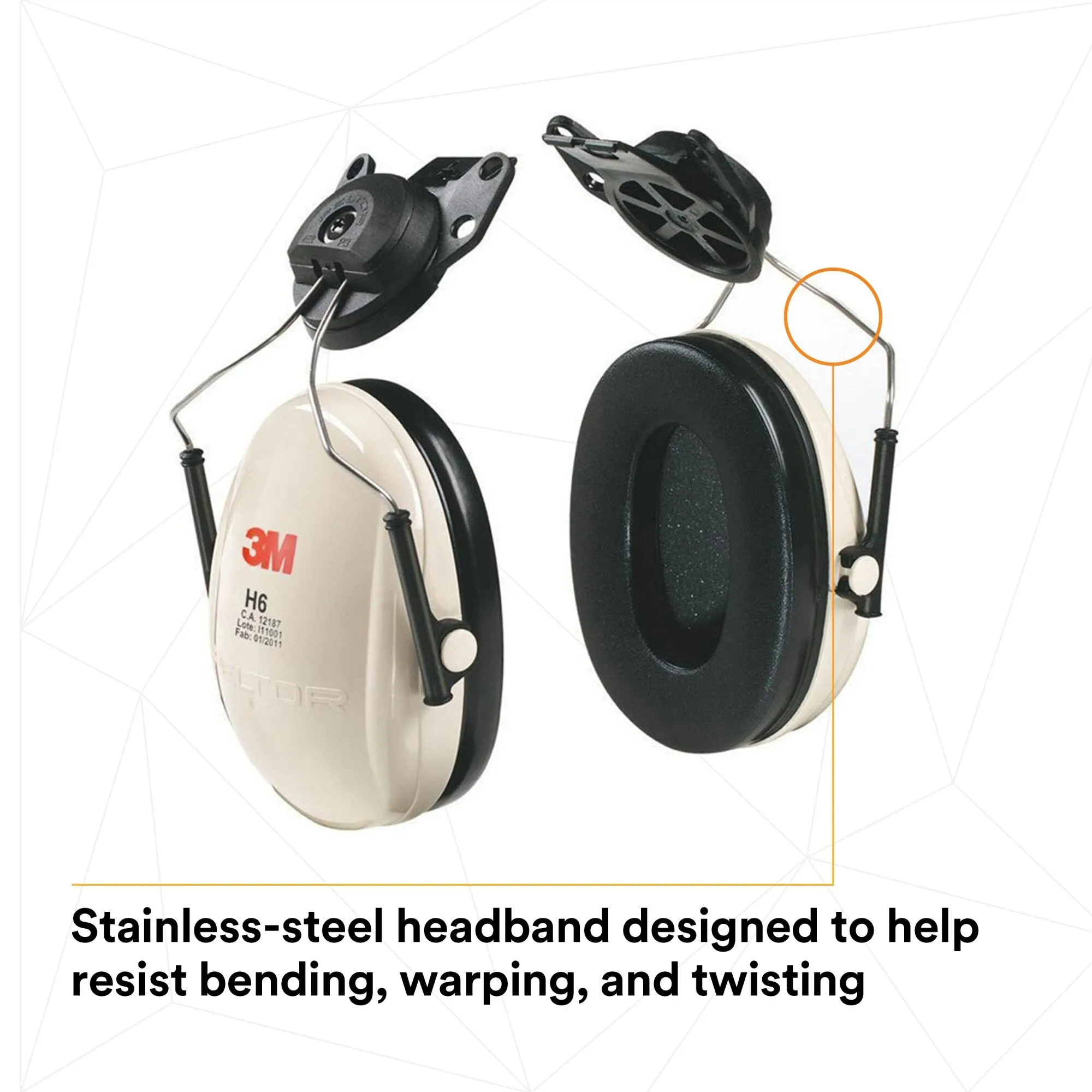 3M Peltor Optime 95 Cap-Mount Earmuffs, Hearing Conservation H6P3E/V10 EA/Case