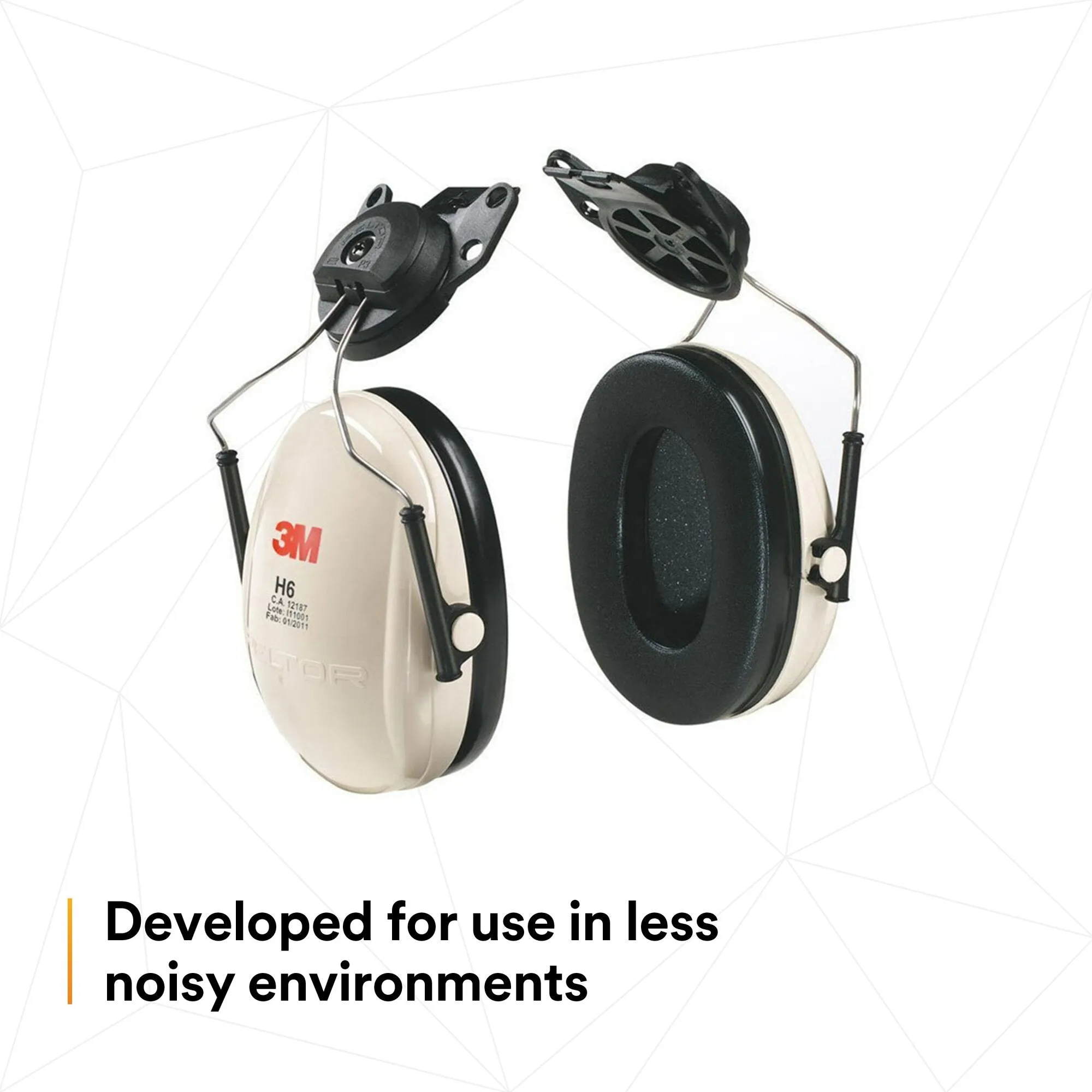 3M Peltor Optime 95 Cap-Mount Earmuffs, Hearing Conservation H6P3E/V10 EA/Case