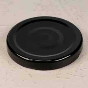 63mm Black Metal Lug Cap with Plastisol Liner