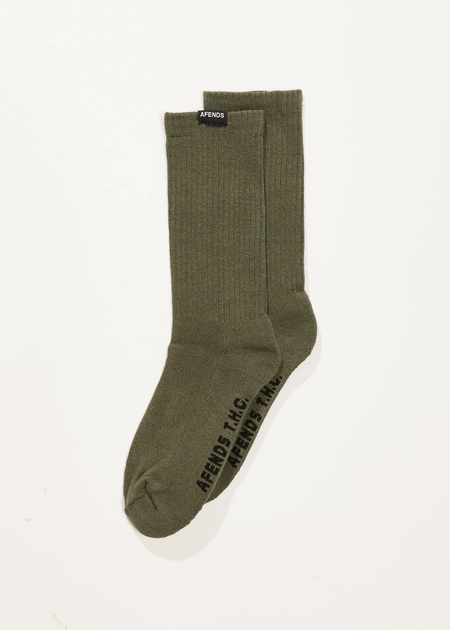 AFENDS Unisex Everyday - Ribbed Crew Socks - Cypress