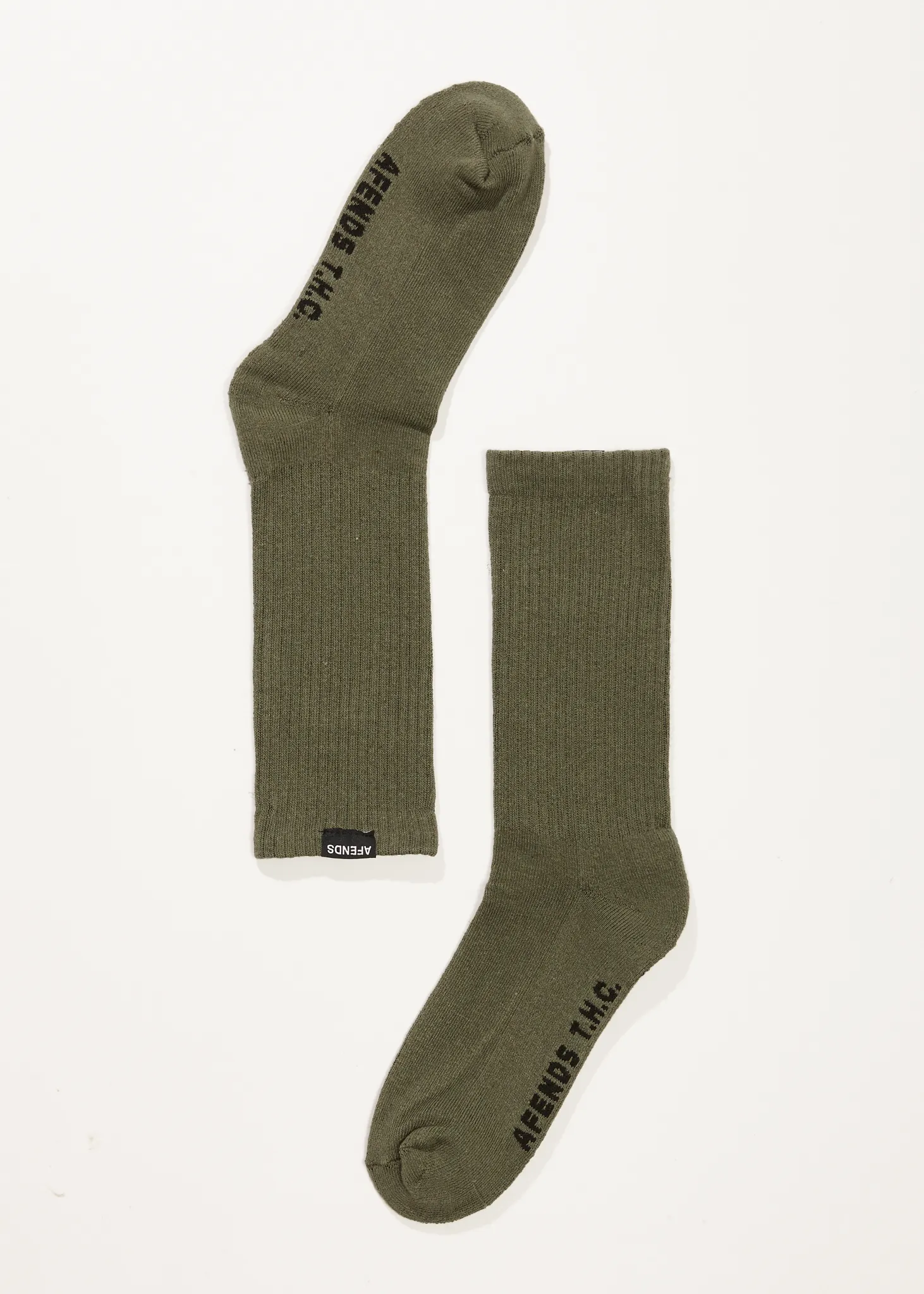 AFENDS Unisex Everyday - Ribbed Crew Socks - Cypress