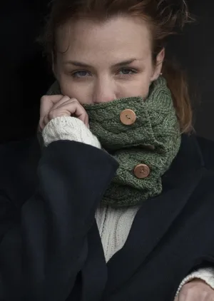 Aran Button Scarf | Green