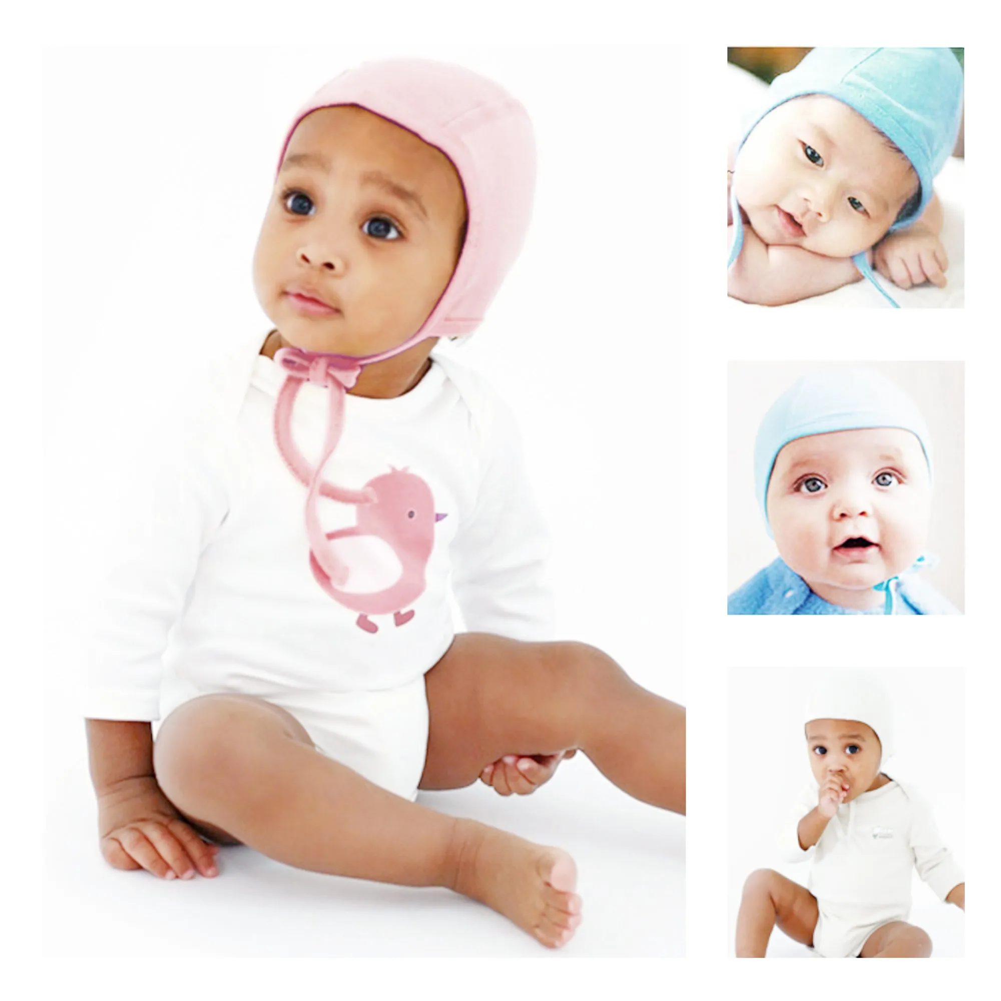 Baby Soft Cotton Bonnet Pilot Cap Hat | Black