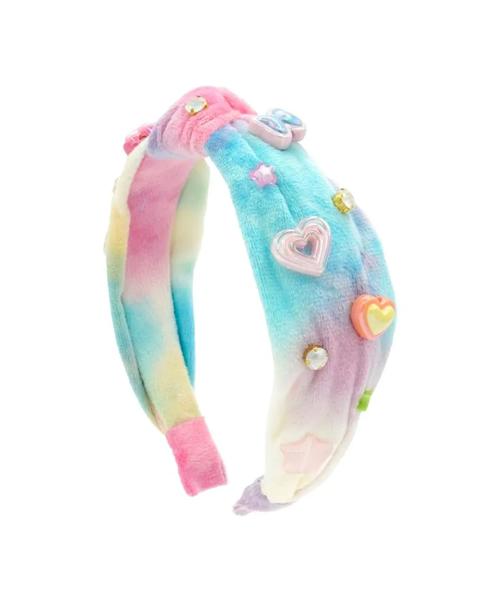 Bari Lynn Jewels and Charm Soft Plush Knot Headband - Rainbow