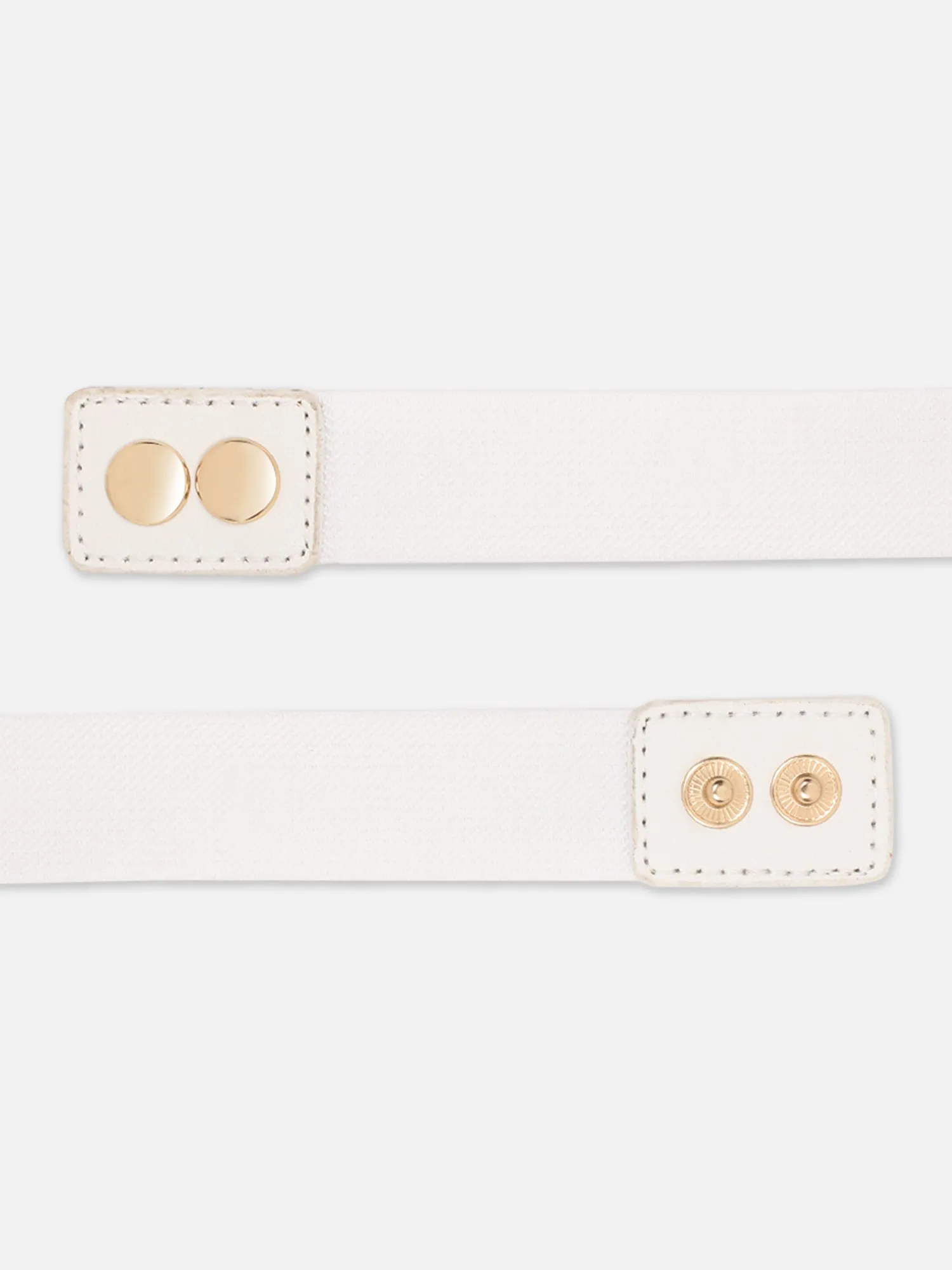 Berrylush Women Solid White Golden Chain Embellished PU Nylon Snap-Button Regular Slim Belt