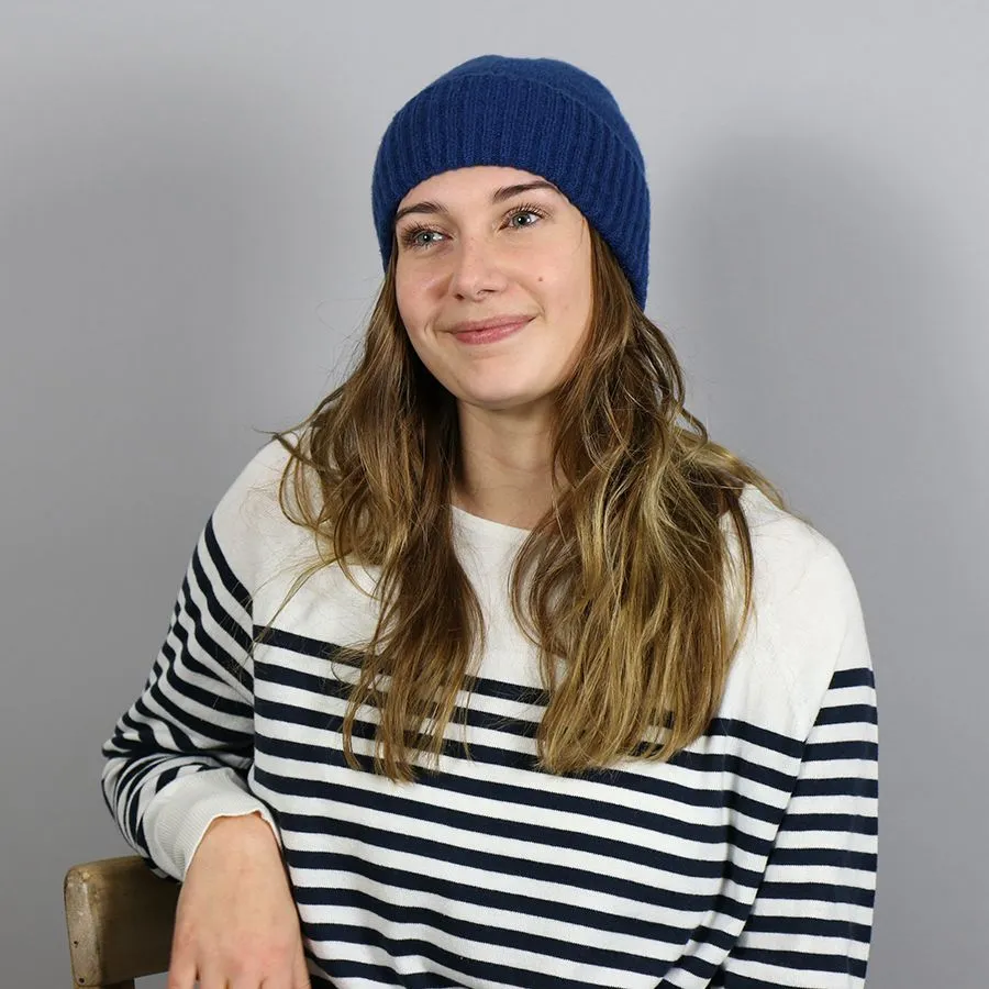 Blue Knitted Beanie Hat