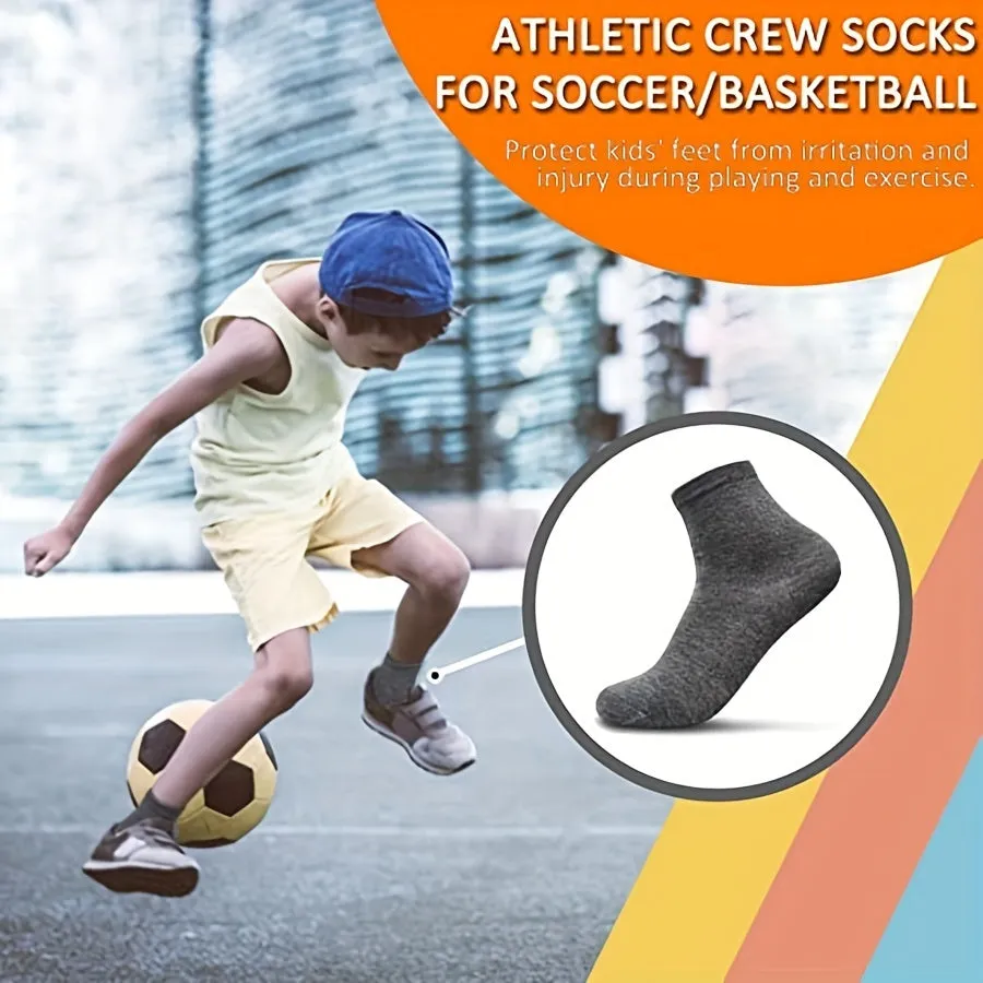 Boys' 15-Pair Crew Socks Bundle: Comfortable, Breathable, Durable & Easy-Care for All-Season