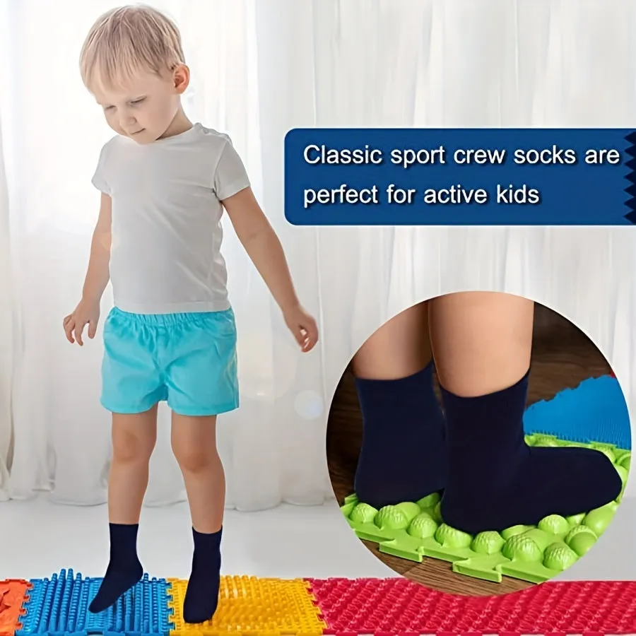 Boys' 15-Pair Crew Socks Bundle: Comfortable, Breathable, Durable & Easy-Care for All-Season