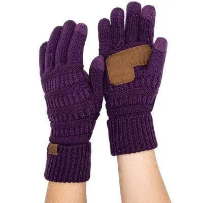 C.C G20 - Unisex Cable Knit Winter Warm Anti-Slip Touchscreen Texting Gloves