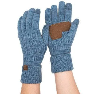 C.C G20 - Unisex Cable Knit Winter Warm Anti-Slip Touchscreen Texting Gloves