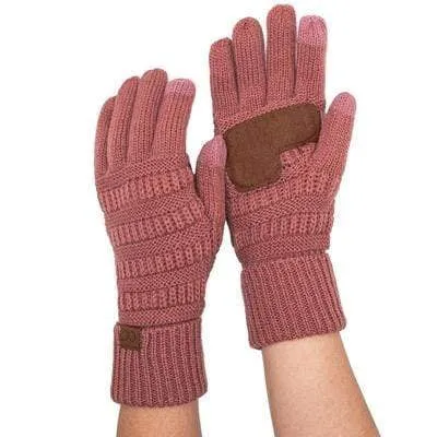 C.C G20 - Unisex Cable Knit Winter Warm Anti-Slip Touchscreen Texting Gloves