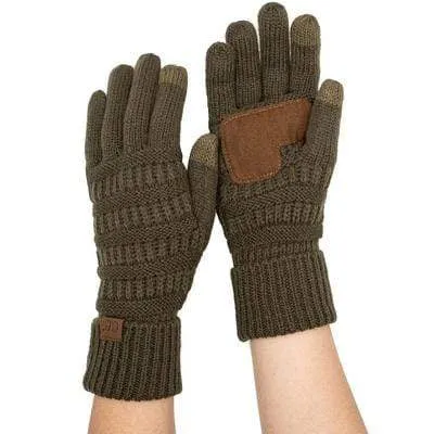 C.C G20 - Unisex Cable Knit Winter Warm Anti-Slip Touchscreen Texting Gloves