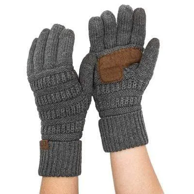 C.C G20 - Unisex Cable Knit Winter Warm Anti-Slip Touchscreen Texting Gloves