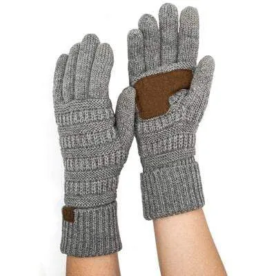 C.C G20 - Unisex Cable Knit Winter Warm Anti-Slip Touchscreen Texting Gloves