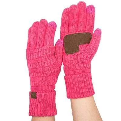 C.C G20 - Unisex Cable Knit Winter Warm Anti-Slip Touchscreen Texting Gloves