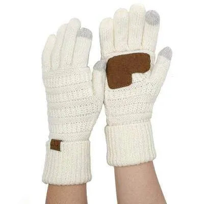 C.C G20 - Unisex Cable Knit Winter Warm Anti-Slip Touchscreen Texting Gloves