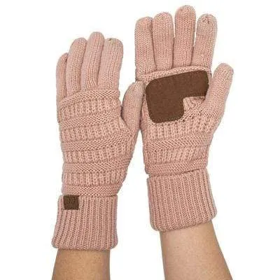 C.C G20 - Unisex Cable Knit Winter Warm Anti-Slip Touchscreen Texting Gloves