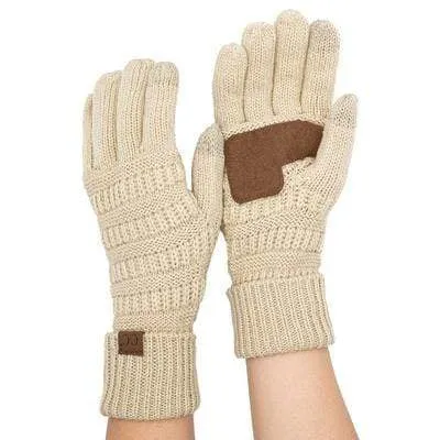 C.C G20 - Unisex Cable Knit Winter Warm Anti-Slip Touchscreen Texting Gloves