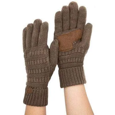 C.C G20 - Unisex Cable Knit Winter Warm Anti-Slip Touchscreen Texting Gloves