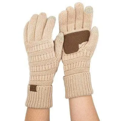 C.C G20 - Unisex Cable Knit Winter Warm Anti-Slip Touchscreen Texting Gloves