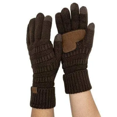 C.C G20 - Unisex Cable Knit Winter Warm Anti-Slip Touchscreen Texting Gloves