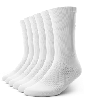 Flagship Crew Socks White 6-Pack