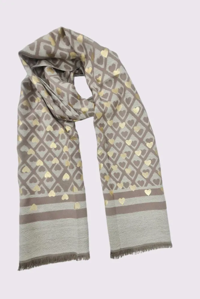 Foil Heart Pattern Soft Feel Scarves