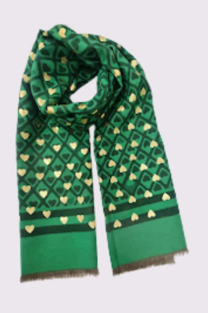 Foil Heart Pattern Soft Feel Scarves