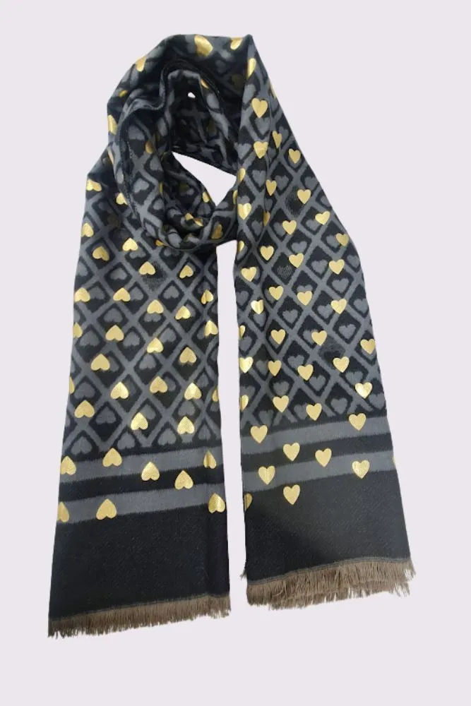 Foil Heart Pattern Soft Feel Scarves