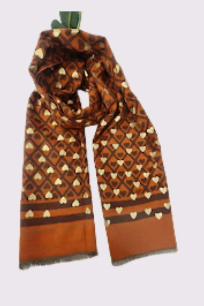 Foil Heart Pattern Soft Feel Scarves