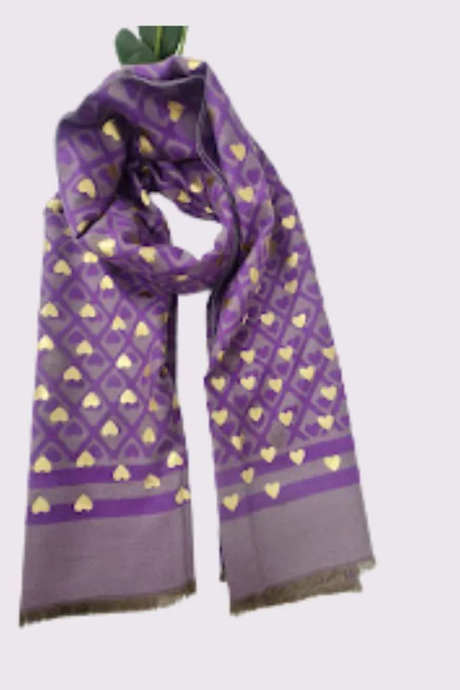 Foil Heart Pattern Soft Feel Scarves