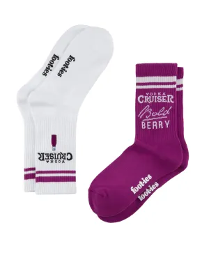 Foot-ies Vodka Cruiser Bold Embroidery Sneaker Sock 2 Pack Berry/White