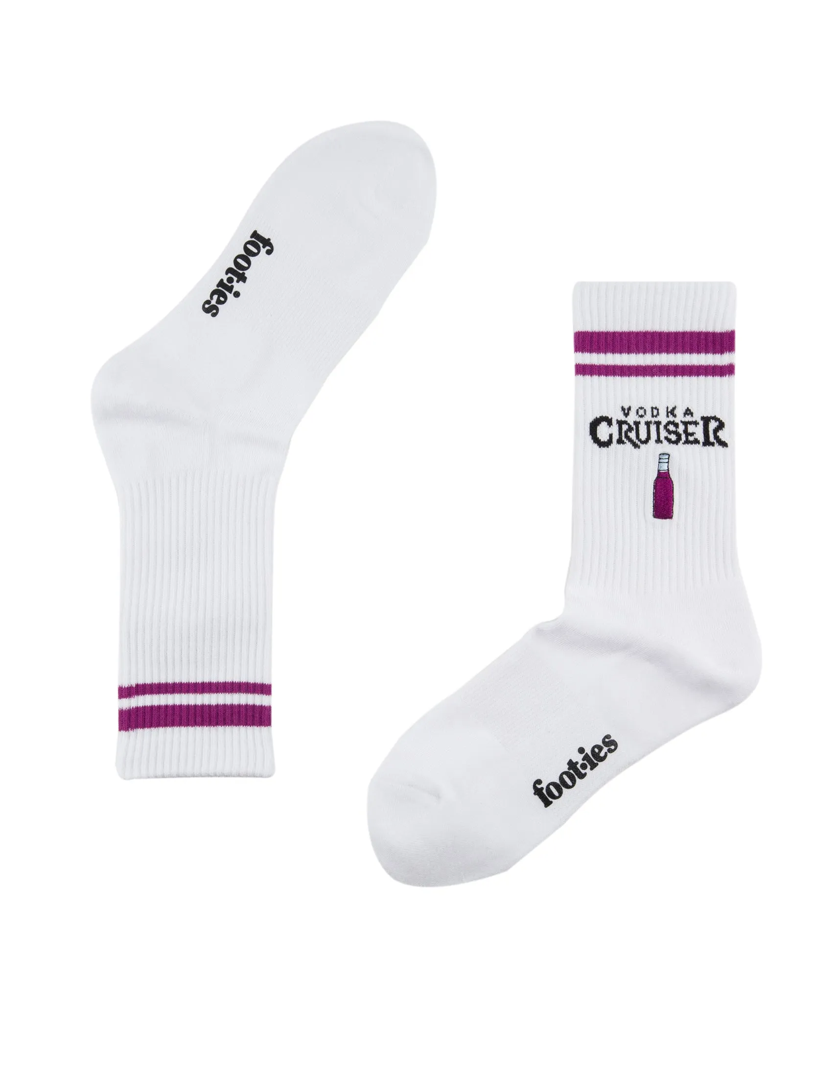 Foot-ies Vodka Cruiser Bold Embroidery Sneaker Sock 2 Pack Berry/White