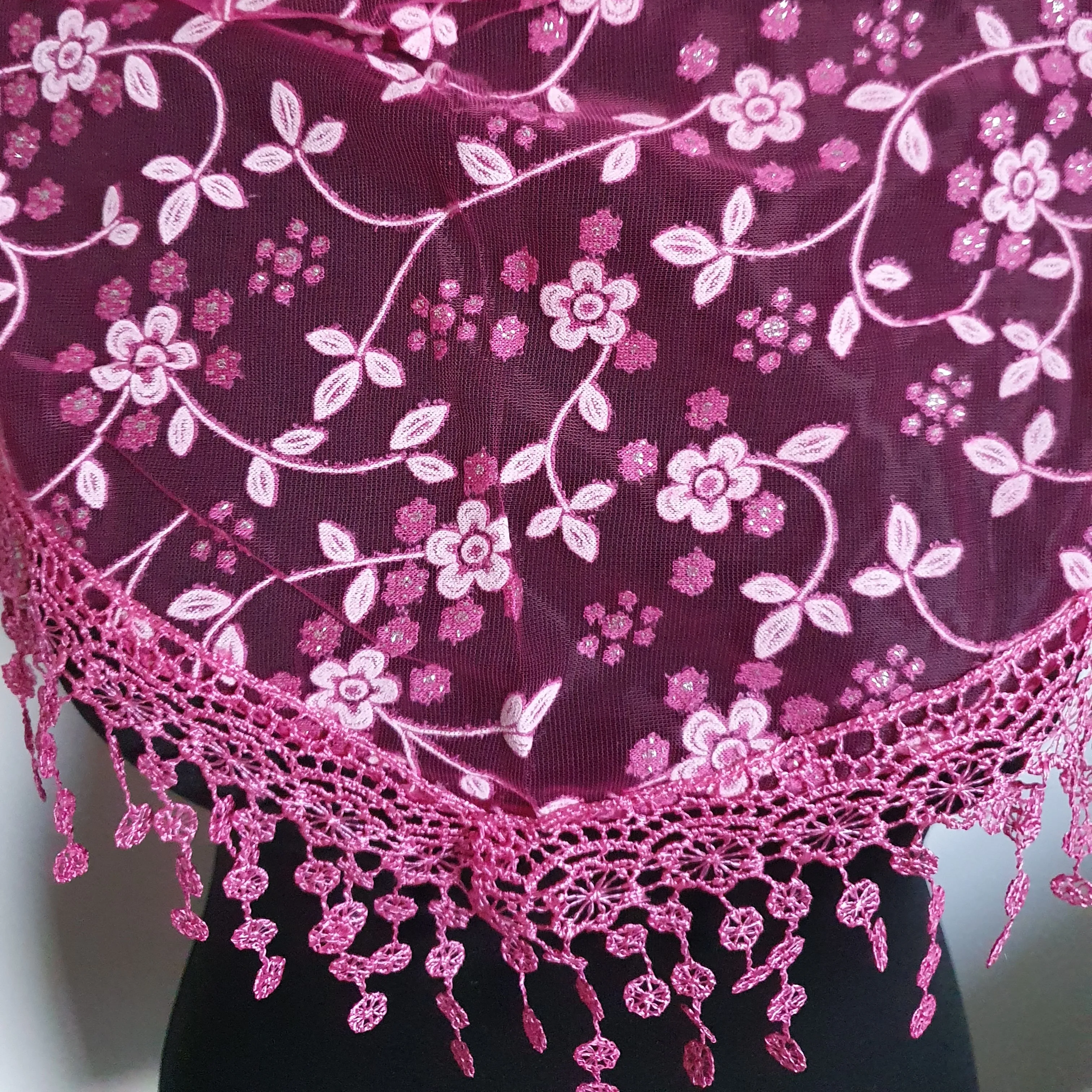 Fuchsia Floral Triangle Scarf