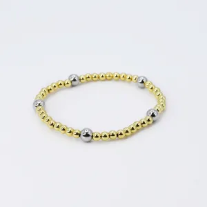 Gold Beaded Bracelet with Silver T57