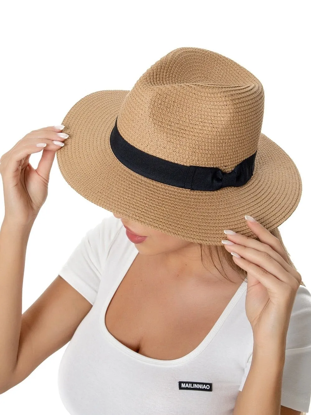 H3090 Bow Band Straw Beach Sun Hat