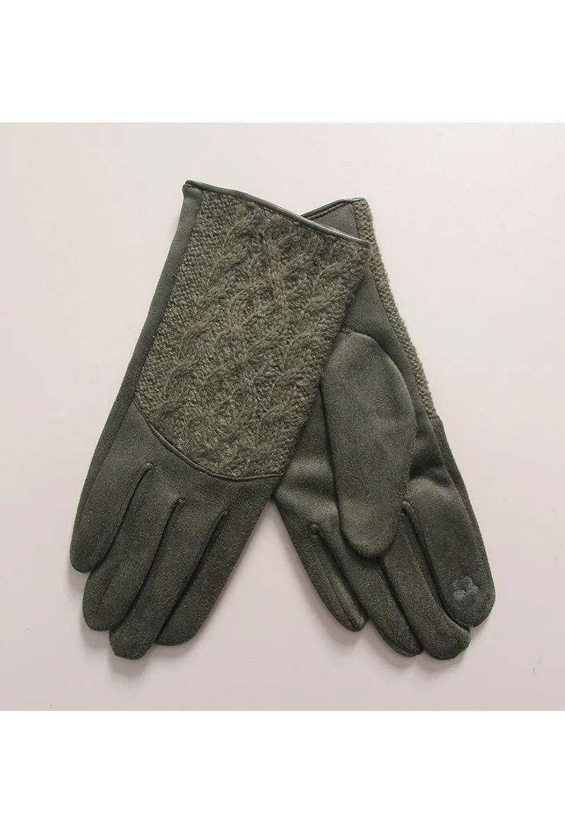 Khaki Cable Knit Gloves