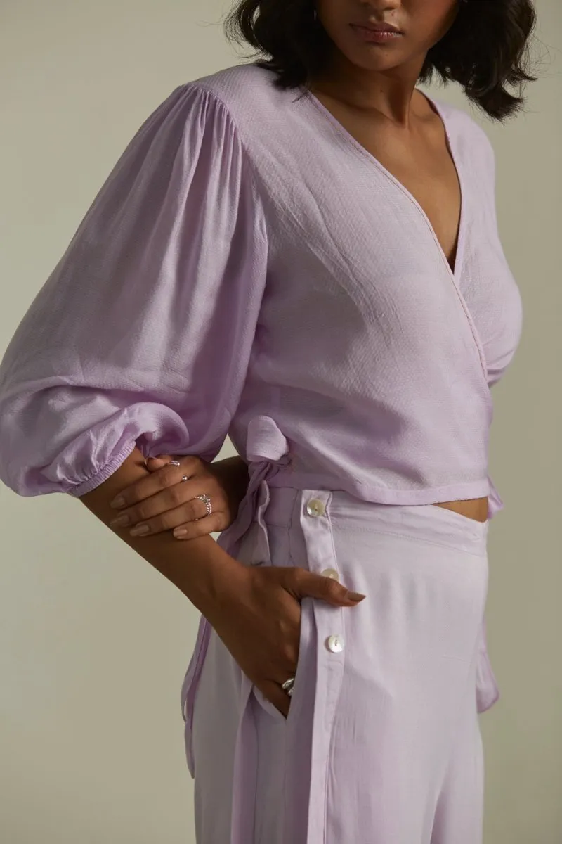 Languid Lavender Wrap Top | Womens Top