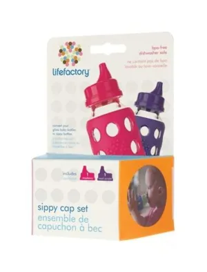 Lifefactory Sippy Caps 2pk Raspberry and Royal Purple