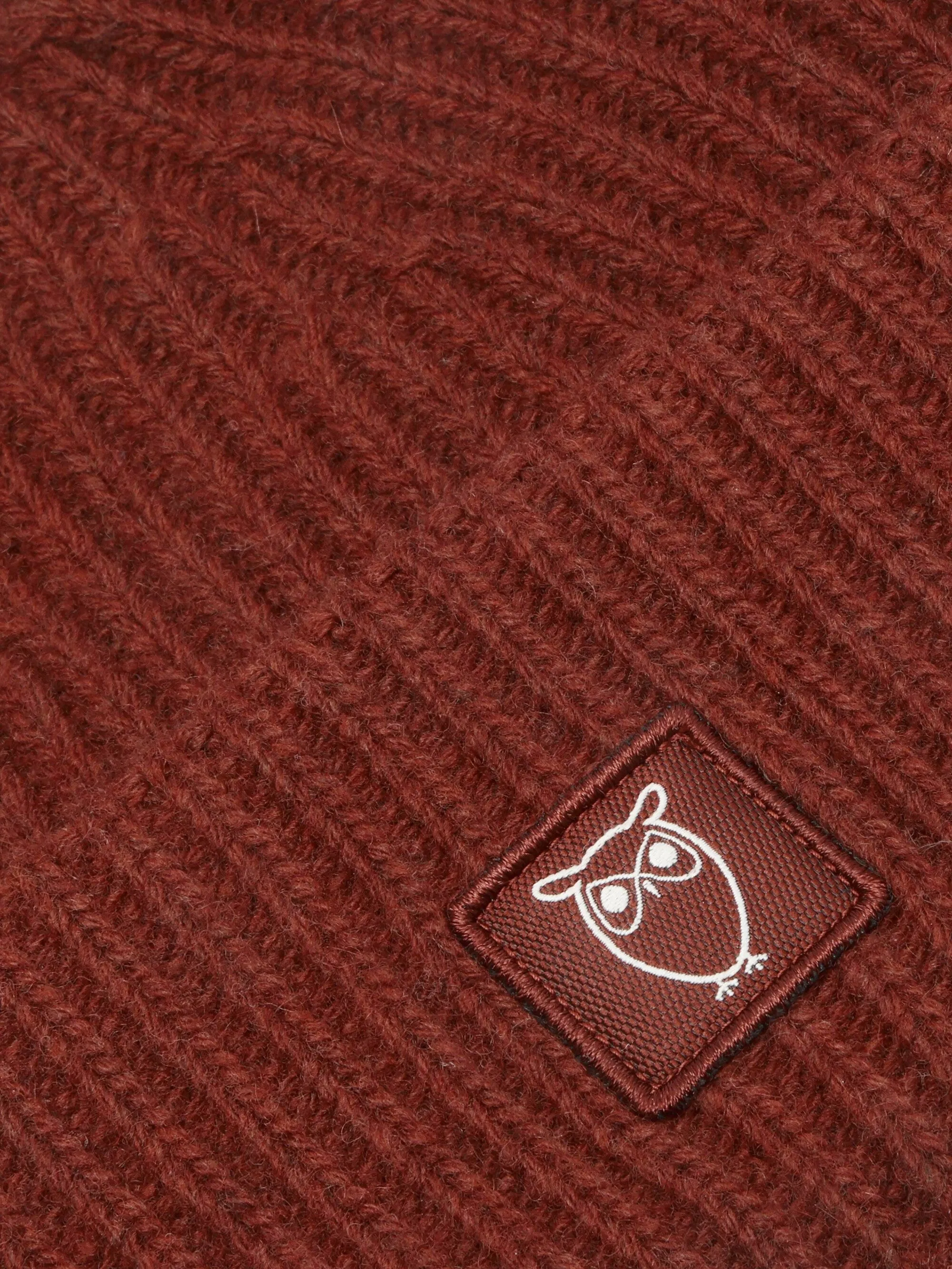 Low wool rib beanie - Fired Brick