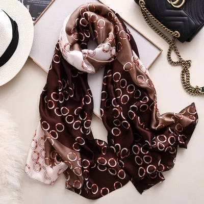 Luxury brand hijab summer women scarves soft long print silk scarves lady shawl