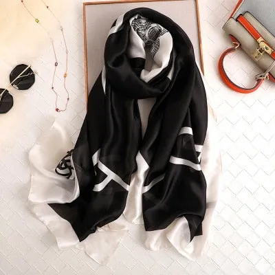 Luxury brand hijab summer women scarves soft long print silk scarves lady shawl