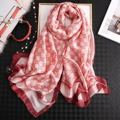 Luxury brand hijab summer women scarves soft long print silk scarves lady shawl