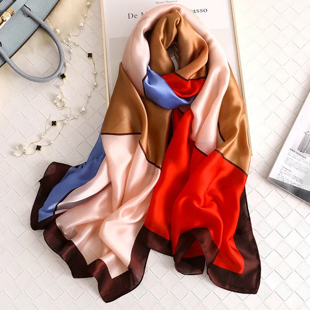 Luxury brand hijab summer women scarves soft long print silk scarves lady shawl