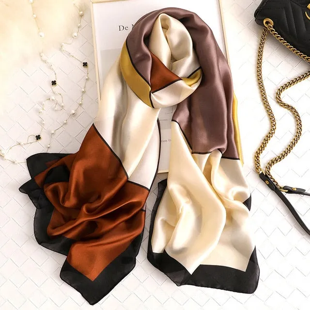 Luxury brand hijab summer women scarves soft long print silk scarves lady shawl