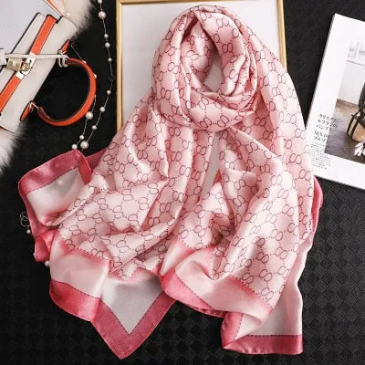 Luxury brand hijab summer women scarves soft long print silk scarves lady shawl