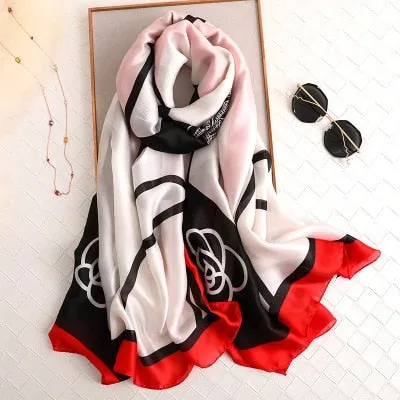 Luxury brand hijab summer women scarves soft long print silk scarves lady shawl