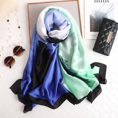 Luxury brand hijab summer women scarves soft long print silk scarves lady shawl