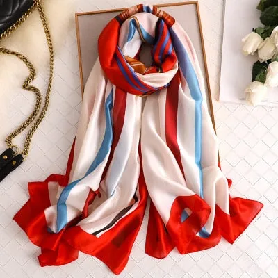 Luxury brand hijab summer women scarves soft long print silk scarves lady shawl